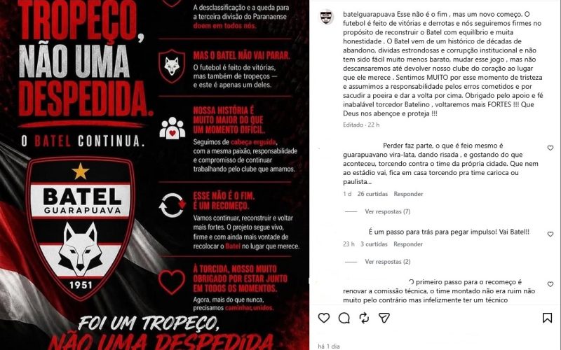 Um novo capítulo se inicia’, afirma Batel