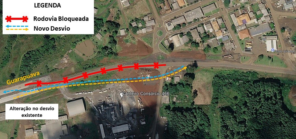 Desvio na PRC-466 em Palmeirinha começa na próxima quarta-feira