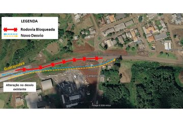 Desvio na PRC-466 em Palmeirinha começa na próxima quarta-feira